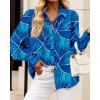 imageBTFBM Women Fashion Button Down Shirts Lapel V Neck Printed Solid Boho Long Sleeve Blouses Dressy Casual Summer Fall TopMulti Blue