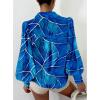 imageBTFBM Women Fashion Button Down Shirts Lapel V Neck Printed Solid Boho Long Sleeve Blouses Dressy Casual Summer Fall TopMulti Blue