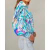 imageBTFBM Women Fashion Button Down Shirts Lapel V Neck Printed Solid Boho Long Sleeve Blouses Dressy Casual Summer Fall TopMulti Green Blue