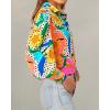 imageBTFBM Women Fashion Button Down Shirts Lapel V Neck Printed Solid Boho Long Sleeve Blouses Dressy Casual Summer Fall TopMulti Orange