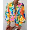 imageBTFBM Women Fashion Button Down Shirts Lapel V Neck Printed Solid Boho Long Sleeve Blouses Dressy Casual Summer Fall TopMulti Orange