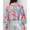 imageBTFBM Women Fashion Button Down Shirts Lapel V Neck Printed Solid Boho Long Sleeve Blouses Dressy Casual Summer Fall TopMulti Pink Green