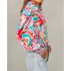 imageBTFBM Women Fashion Button Down Shirts Lapel V Neck Printed Solid Boho Long Sleeve Blouses Dressy Casual Summer Fall TopMulti Pink Green