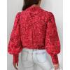 imageBTFBM Women Fashion Button Down Shirts Lapel V Neck Printed Solid Boho Long Sleeve Blouses Dressy Casual Summer Fall TopMulti Red