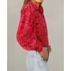 imageBTFBM Women Fashion Button Down Shirts Lapel V Neck Printed Solid Boho Long Sleeve Blouses Dressy Casual Summer Fall TopMulti Red