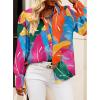 imageBTFBM Women Fashion Button Down Shirts Lapel V Neck Printed Solid Boho Long Sleeve Blouses Dressy Casual Summer Fall TopMulticolored