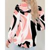 imageBTFBM Women Fashion Button Down Shirts Lapel V Neck Printed Solid Boho Long Sleeve Blouses Dressy Casual Summer Fall TopPrint Black Pink