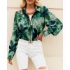 imageBTFBM Women Fashion Button Down Shirts Lapel V Neck Printed Solid Boho Long Sleeve Blouses Dressy Casual Summer Fall TopPrint Green