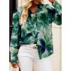 imageBTFBM Women Fashion Button Down Shirts Lapel V Neck Printed Solid Boho Long Sleeve Blouses Dressy Casual Summer Fall TopPrint Green