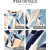 imageBTFBM Women Fashion Button Down Shirts Lapel V Neck Printed Solid Boho Long Sleeve Blouses Dressy Casual Summer Fall TopPrint Navy