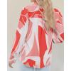 imageBTFBM Women Fashion Button Down Shirts Lapel V Neck Printed Solid Boho Long Sleeve Blouses Dressy Casual Summer Fall TopPrint Pink