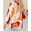 imageBTFBM Women Fashion Button Down Shirts Lapel V Neck Printed Solid Boho Long Sleeve Blouses Dressy Casual Summer Fall TopPrint Red Brown