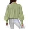 imageBTFBM Women Fashion Button Down Shirts Lapel V Neck Printed Solid Boho Long Sleeve Blouses Dressy Casual Summer Fall TopSolid Green