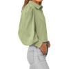 imageBTFBM Women Fashion Button Down Shirts Lapel V Neck Printed Solid Boho Long Sleeve Blouses Dressy Casual Summer Fall TopSolid Green