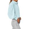 imageBTFBM Women Fashion Button Down Shirts Lapel V Neck Printed Solid Boho Long Sleeve Blouses Dressy Casual Summer Fall TopSolid Light Blue