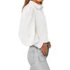 imageBTFBM Women Fashion Button Down Shirts Lapel V Neck Printed Solid Boho Long Sleeve Blouses Dressy Casual Summer Fall TopSolid White