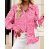 imageBTFBM Women Fashion Button Down Shirts Lapel V Neck Printed Solid Boho Long Sleeve Blouses Dressy Casual Summer Fall TopStriped Pink