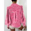 imageBTFBM Women Fashion Button Down Shirts Lapel V Neck Printed Solid Boho Long Sleeve Blouses Dressy Casual Summer Fall TopStriped Pink