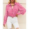 imageBTFBM Women Fashion Button Down Shirts Lapel V Neck Printed Solid Boho Long Sleeve Blouses Dressy Casual Summer Fall TopStriped Pink