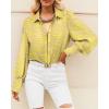 imageBTFBM Women Fashion Button Down Shirts Lapel V Neck Printed Solid Boho Long Sleeve Blouses Dressy Casual Summer Fall TopStriped Yellow
