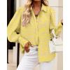 imageBTFBM Women Fashion Button Down Shirts Lapel V Neck Printed Solid Boho Long Sleeve Blouses Dressy Casual Summer Fall TopStriped Yellow