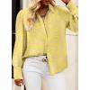 imageBTFBM Women Fashion Button Down Shirts Lapel V Neck Printed Solid Boho Long Sleeve Blouses Dressy Casual Summer Fall TopStriped Yellow