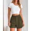 imageBTFBM Womens Shorts Dressy Casual Summer 2025 High Waisted Tailored Pleated Business Work Trouser Shorts with PocketsArmy Green