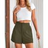imageBTFBM Womens Shorts Dressy Casual Summer 2025 High Waisted Tailored Pleated Business Work Trouser Shorts with PocketsArmy Green