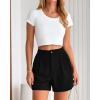 imageBTFBM Womens Shorts Dressy Casual Summer 2025 High Waisted Tailored Pleated Business Work Trouser Shorts with PocketsBlack