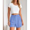 imageBTFBM Womens Shorts Dressy Casual Summer 2025 High Waisted Tailored Pleated Business Work Trouser Shorts with PocketsLight Blue