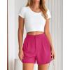 imageBTFBM Womens Shorts Dressy Casual Summer 2025 High Waisted Tailored Pleated Business Work Trouser Shorts with PocketsRose Red