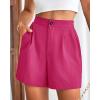 imageBTFBM Womens Shorts Dressy Casual Summer 2025 High Waisted Tailored Pleated Business Work Trouser Shorts with PocketsRose Red