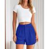 imageBTFBM Womens Shorts Dressy Casual Summer 2025 High Waisted Tailored Pleated Business Work Trouser Shorts with PocketsRoyal Blue