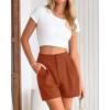 imageBTFBM Womens Shorts Dressy Casual Summer 2025 High Waisted Tailored Pleated Business Work Trouser Shorts with PocketsRust Red