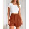 imageBTFBM Womens Shorts Dressy Casual Summer 2025 High Waisted Tailored Pleated Business Work Trouser Shorts with PocketsRust Red