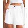 imageBTFBM Womens Shorts Dressy Casual Summer 2025 High Waisted Tailored Pleated Business Work Trouser Shorts with PocketsWhite