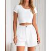 imageBTFBM Womens Shorts Dressy Casual Summer 2025 High Waisted Tailored Pleated Business Work Trouser Shorts with PocketsWhite