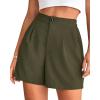 imageBTFBM Womens Shorts Dressy Casual Summer 2025 High Waisted Tailored Pleated Business Work Trouser Shorts with PocketsArmy Green