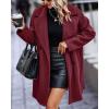imageBTFBM Women 2025 Winter Faux Fur Coats Lapel Long Sleeve Fuzzy Fleece Outerwear Button Down Sherpa Jackets Fall OutfitsSolid Wine Red