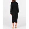 imageBTFBM Women Long Sleeve Satin Dress 2025 Summer Spring Lapel V Neck Button Down Elegant Belted Ruched Maxi Shirt DressesSolid Black
