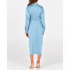 imageBTFBM Women Long Sleeve Satin Dress 2025 Summer Spring Lapel V Neck Button Down Elegant Belted Ruched Maxi Shirt DressesSolid Light Blue