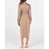 imageBTFBM Women Long Sleeve Satin Dress 2025 Summer Spring Lapel V Neck Button Down Elegant Belted Ruched Maxi Shirt DressesSolid Light Khaki