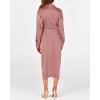 imageBTFBM Women Long Sleeve Satin Dress 2025 Summer Spring Lapel V Neck Button Down Elegant Belted Ruched Maxi Shirt DressesSolid Pink