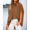 imageBTFBM Women Mock Neck Summer Tops 2025 Spring Batwing Short Sleeve Loose High Low Hem Casual Oversized Blouses ShirtsSolid Brown