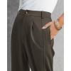 imageBTFBM Womens 2025 Casual Button Down Pants Elastic High Waist Business Work Trousers Long Straight Slacks with PocketsArmy Green
