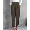 imageBTFBM Womens 2025 Casual Button Down Pants Elastic High Waist Business Work Trousers Long Straight Slacks with PocketsArmy Green