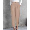 imageBTFBM Womens 2025 Casual Button Down Pants Elastic High Waist Business Work Trousers Long Straight Slacks with PocketsBeige