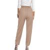 imageBTFBM Womens 2025 Casual Button Down Pants Elastic High Waist Business Work Trousers Long Straight Slacks with PocketsBeige