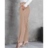imageBTFBM Womens 2025 Casual Button Down Pants Elastic High Waist Business Work Trousers Long Straight Slacks with PocketsBeige