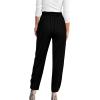 imageBTFBM Womens 2025 Casual Button Down Pants Elastic High Waist Business Work Trousers Long Straight Slacks with PocketsBlack